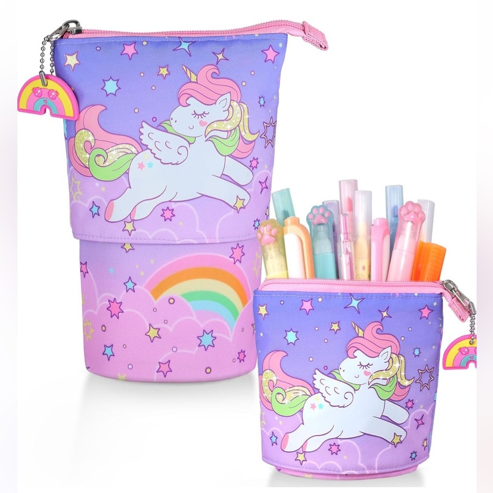 Unicorn Telescopic Standing Pencil Case Kids Large Capacity NEW
